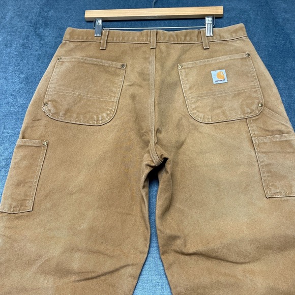 VTG USA Made Double Knee Carhartt Pants Mens 38x30 Brown Straight Leg - Picture 4 of 16